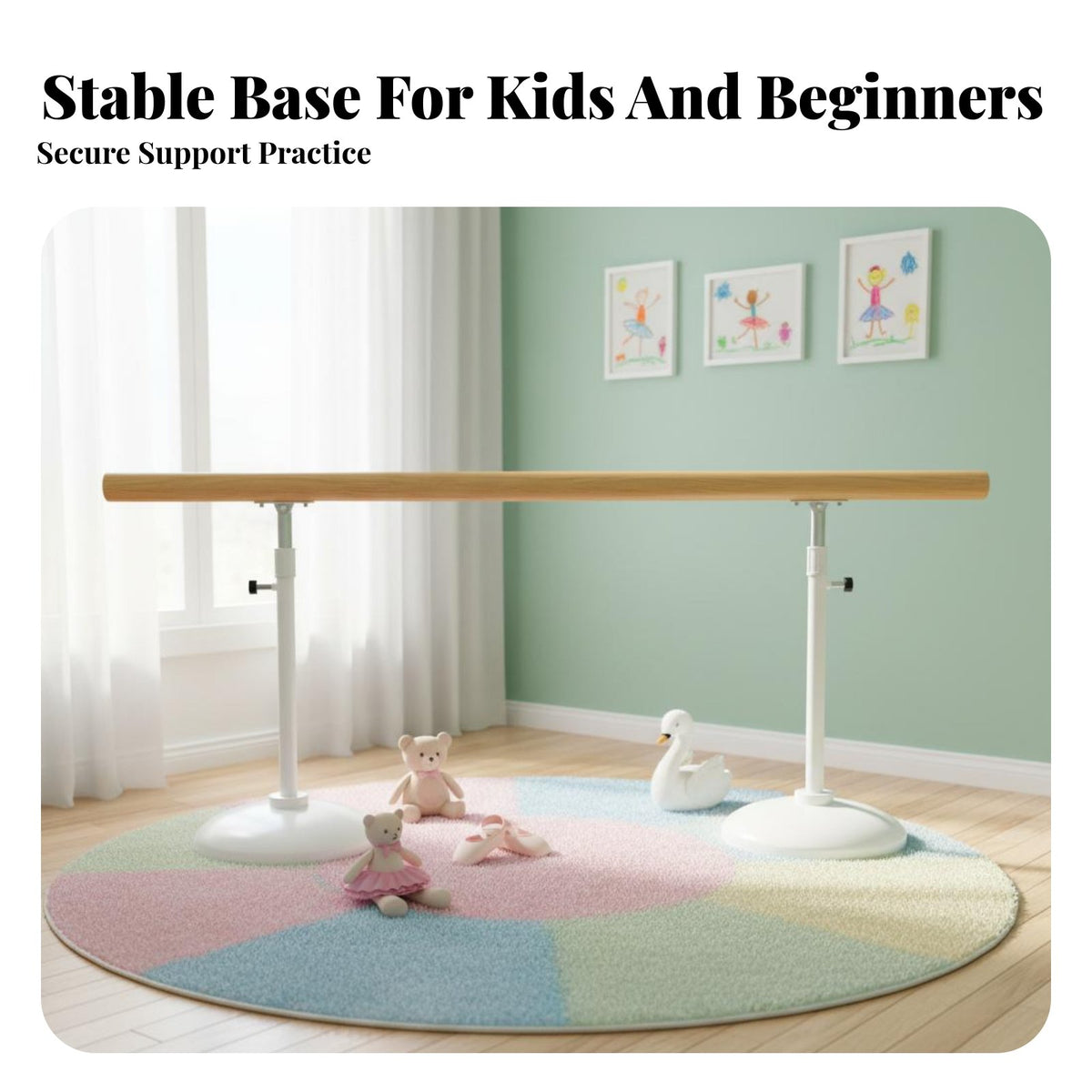 Portable Dance Barre Stable Design Freestanding Dance Barre Non-Slip Base Adjustable Height Dance Bar for Dancers, Beginners, Gym