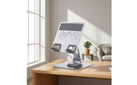 Metal Desktop Stand with Folding Arm Heavy Strong Phone Holder with Rotating Base Holder Stand for Professionals, Students