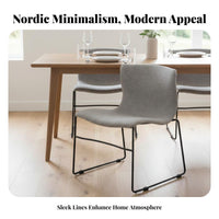 Nordic Design Upholstered Sled Base Chair Stackable Design Household Furniture Minimalist Look Ergonomic Backrest for Homeowners, Interior Decorators, Renters, Dining Room, Kitchen, Home Office, Bedroom