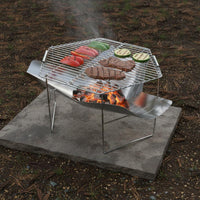 Portable Folding Fire Bowl Heat Resistant Detachable Base Multi Functional Folding Campfire Grill for Picnic
