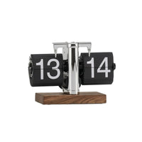 Flip Clock with Wooden Base Compact Classic Current Woodgrain Flip Clock High Readability for Office, Bookshelf
