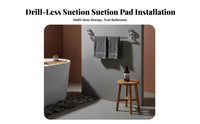 Suction Cup Extendable Towel Bar Drill-Less Setup Installation Washroom Fixture Damage Wall Organizer for Families, Homeowners, Washroom, Shower