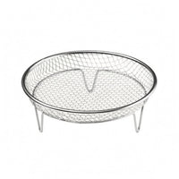Silver Metal Finish Air Fryer Basket Even Cooking Air Fryer Rack Dishwasher Safe Mesh Rack Stackable