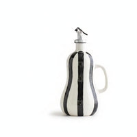 Ceramic Oil Bottle Striped Seasoning Dispenser Glazed Striped Bottle Ceramic Bottle with Distinctive Striped Pattern and Functional Handle Suitable for Cooking Home Storage Meal Serving