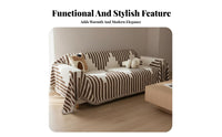 Anti-Scratch Patterned Sofa Throw Blanket Machine Washable Tasseled Furniture Throw Stain-Resistant Couch Protector Year-Round Use for Pet Owners, Homeowners, Families with Children, Living Room, On a Chair, Bedroom, Office