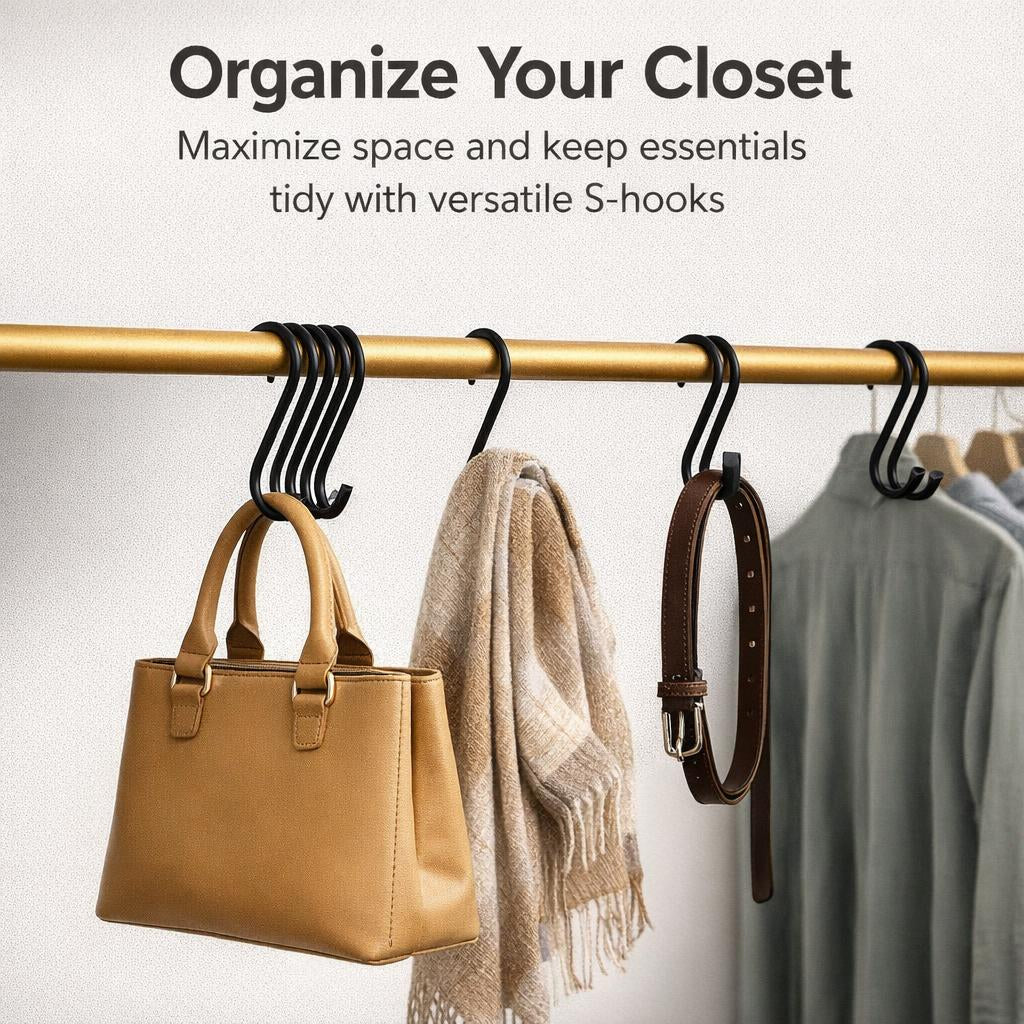 Heavy Duty Shaped Hooks for Closet, Kitchen, Garage; Iron Construction Hanging Hooks, Heavy Load Capacity, 2 Pack