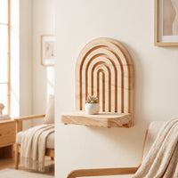 Wooden Shelf with Rainbow Arch Decorative Arch Wall Shelf Bohemian Furniture for Bedroom, Living Room, Entryway
