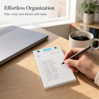Acrylic Hardcover Tear-Off Notepad with Clip, Portable Mini Notebook with Detachable Lined/Grid Pages