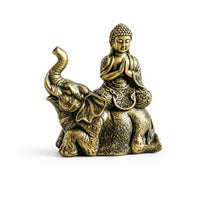 Carved-Style Buddha on Elephant Figurine Compact Buddha Statue with Elephant Peaceful Zen Tabletop Figurine Serene for Buddhists