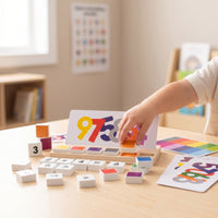 Math Toy with Wooden Base Hands on Counting and Color Sorting Toy Interactive Number Matching Game for Kindergarteners, Young Children, Classroom