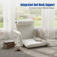 Multi-Functional Lazy Sofa Chair, Adjustable Traditional Mat Recliner with Armrests, Headrest & Lumbar Pillow, Plush Fabric for Living Room, Bedroom
