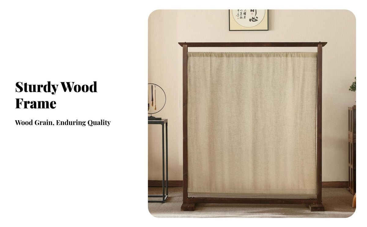 Zen Aesthetic Single-Panel Standing Screen Minimalist Design Room Divider Sturdy Frame Home Furnishing Opaque Textile for Tea Ceremony Enthusiasts, Meditation Practitioners, Bedroom, Entrance Hall, Studio Apartment, Restaurant