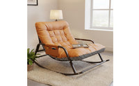 Anti-Tip Design Upholstered Rocking Lounge Chair Side Storage Pocket Padded Rocking Recliner Adjustable Backrest Modern Lazy Sofa Chair Extra Wide Seat for Women, Adults, Balcony, Bedroom, Living Room, Small Apartment