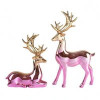 Reclining Deer Ornament Electroplated Standing Deer Ornament Desktop Display Reindeer Statue