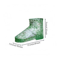 Weathered Shoe Planter Distressed Finish Boot Planter Mottled Green and Gray Vintage Flower Pot Iron
