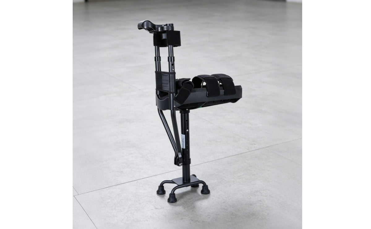 Single Leg Telescopic Mobility Aid Anti Slip Base Telescopic Knee Crutch Hands Free Knee Crutch Left and Right Foot Universal