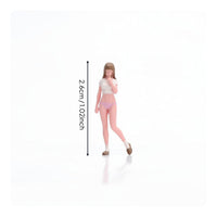 Long Hair 1/64 Scale Female Figurine Raised Hand Casual Pose Woman Figurine Slim Body Freestanding Collectible Miniature Woman Realistic Details for Model Scene Display
