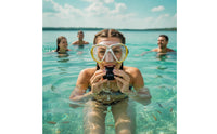 Diving Facepiece with Hardened Glass Leak-Watertight Two-Lens Underwater Eyewear Anti-Fog Goggles for Snorkelers, Swimmers, Snorkeling, Sea