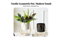Nordic Design Flower Pot Indoor Outdoor Use Metal Flower Pot with Stand Geometric Metal Planter Handmade Planter with Stand