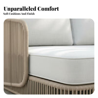 Thick paddings 4-Piece Woven Rope Lounge Group Weather-Resistant Outdoor Furniture Modern and design Patio Seating High Load-Bearing Frame for Hotel Managers, Guesthouse managers, Balcony, waterfront area, Villa Courtyard, rearyard