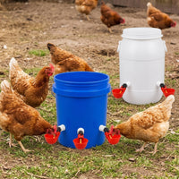 12 Pieces Chicken Water Cup with T-Connector Heavy-Duty Automatic Poultry Water Cup Poultry Drinking Bowl with Buoyant Regulator
