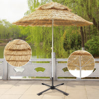 Tiki Umbrella with Tilt Double-Layer Thatch Parasol Tiltable Straw Umbrella for Patio, Poolside, Garden