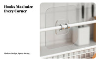 Multipurpose No-Drill Wall Organizer Multi-Purpose Storage Basket Easy Installation for Students, Renters, Bedroom, Bedside, Pantry