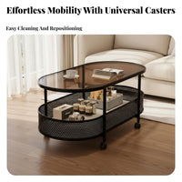 Compact Design 2-Tier Rolling Trolley Lightweight 2-Tier Oval Trolley Table Small Footprint Mobile Storage Modern Design for Apartment Dwellers, Homeowners, Office Workers, Living Room, Bedroom, Kitchen, Balcony