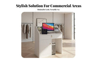 Space-Saving Shop Front Desk Versatile Modern Front Desk Sturdy Construction Modern Reception Table Easy Assembly for Shop Owners, Receptionists, Salon Employees, Boutique, Office, Lobby