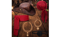 6 Pieces Halloween Pirate Accessory Set with Hat Layered Pirate Costume Accessories Theatrical Soft for Cosplayers