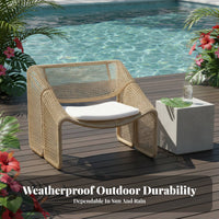 3 Pieces Waterproof Rope Weave Lounge Set Outdoor Furniture All-Weather Garden Seating long-lasting Frame for two people, Families, Homeowners, Sunroom, Terrace, Backyard, Balcony