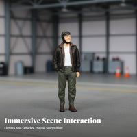 1:64 Proportion Human Model Highly Detailed Model Car Display Scene Figure Miniature Airman Figurine Hand Painted 1:64 Scale