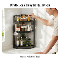 Drillwithout Drilling Installation Multi-Tier Corner Shelf Space-Saving Kitchen Organizer Multifunctional Countertop Rack Easy to Assemble for People with Small Kitchens, Home Cooks, Homemakers, Pantry