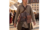 Steampunk Belt with Pockets Medieval-Fantasy Cosplay Belt with Skirt Clip Laced Fanny Pack for Cosplayers