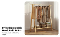 Solid Wood Wooden Clothes Rack Stable Design Unattached Standing Garment Stand Multifunctional Unattached Standing Garment Rack Large Capacity for Renters, Homeowners, Students, Bedroom, Entryway, Living Room, Apartment