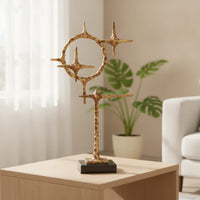 Abstract Sculpture Metal Tabletop Sculpture Modern Centerpiece for Living Room, Bookshelf