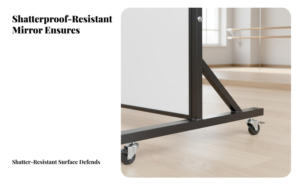 Lockable Casters Movable Dance Mirror Distortion-Clear Full Length Mirror on Wheels Crystal-Clear Home Furnishing HD Surface for Dancers, Fitness Enthusiasts, Gym, Bedroom