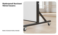 Lockable Casters Movable Dance Mirror Distortion-Clear Full Length Mirror on Wheels Crystal-Clear Home Furnishing HD Surface for Dancers, Fitness Enthusiasts, Gym, Bedroom