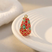 Easter Egg Pendant Vintage Design Enamel Charm for Crafters, Adults, Necklace Making