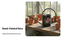Hand-Painted Floral Watering Can Rust-Resistant Long Spout Watering Pot Vintage Design Garden Sprinkler Leak-Resistant