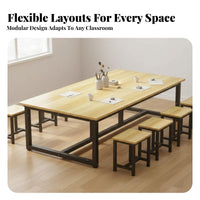 Kindergarten Art Firm Table Steel Frame Student Training Desk Rectangular Craft Table for Students, Preschoolers, Classroom, Home, Playroom