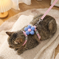H-shaped Cat Harness and Leash Set Polyester Floral Cat Harness for Outdoor Cat Walking, Small Dog Harness and Cat Leash, Two Colors