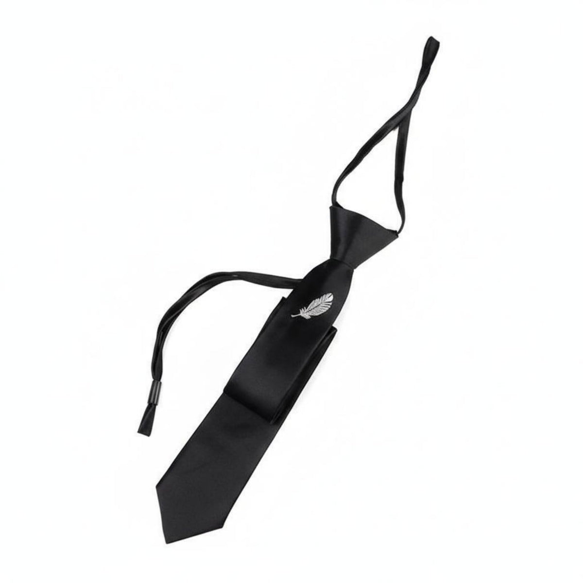 Crown Embroidered Tie Easy to Wear Fastener Necktie Pre-Tied Slim Tie Fashionable Design Pre-Tied Slim Necktie Wrinkle Resistant