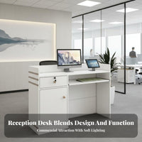Small Checkout Counter Sturdy Construction Salon Reception Desk Spacious Workspace Front Desk with Storage for Receptionists, Boutique, Lobby