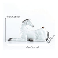 Resin Horse Figurine Decorative Horse Figurine with Bird Sculpture Long-Lasting Decoration Artisan-Made for Art Collectors