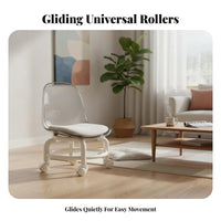 Transparent structure paded Caster Stool Easy to Clean Padded Work stool rollers Quiet Casters Mobile Seating Ergonomic Design for Homemakers, Mechanics, Playroom, Floor Cleaning, Living Room, Salon
