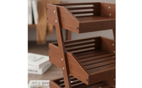 Three Tier Display Shelf Compact Wooden Display Stand Rustic Tiered Shelf for Study