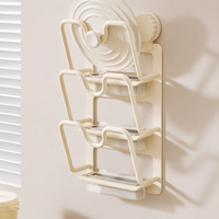 Pot Lid Holder Suction Cup Mount, 3-Tier Lid Holder Kitchen, Aluminum Minimalist, 38x24x12cm for Small Storage Space
