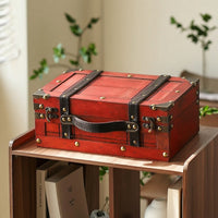 Wooden Box with Lid Vintage-Style Storage Chest Compact Box with Hinged Lid for Collectors, Photography