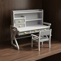 Functional Drawers 1/6 Scale Desk and Chair Set Realistic Intricate Scale Model Furniture Exquisite Craftsmanship for Photography Prop